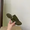 Nuevas Chanclas Planas de Estilo Coreano para Mujer Verano 2026, Sandalias de Tira Retro con Punta Plana de Gamuza Cómodas de Tacón Bajo