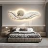 Pintura Decorativa Moderna de Lujo Ligero para Sala de Estar, Pintura Colgante de Plumas con Luz de Sensor LED, Arte de Pared de Fondo para Sofá de Gama Alta