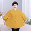 Camisa de Verano de Manga Tres Cuartos para Mujeres de Mediana Edad y Mayores Talla Extragrande Mamá y Abuela 100kg Algodón Seda Suelto Cárdigan Top