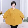 Camisa de Verano de Tres Cuartos para Mujeres de Mediana Edad y Mayores Talla Extra Grande Madre y Abuela 100 kg Algodón Seda Cárdigan Suelto