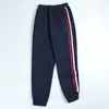 Pantalones de uniforme escolar para niños, rojo y blanco, dos franjas, pantalones azul oscuro, para niños y niñas, pantalones deportivos, para niños grandes, estudiantes, pantalones de cachemira
