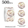 Adesivos de Agradecimento com Folha de Ouro Transfronteiriços 500 Adesivos/Rolo Etiquetas para Cartas, Adesivos para Selar Presentes, Adesivos com Embelezamento Floral de Luxo Leve