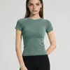 Camiseta feminina de manga curta para fitness, estilo esportivo, secagem rápida, top justo para Pilates e yoga, camiseta de yoga para fitness, secagem rápida