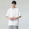 Camiseta Polo Desconstruída de Manga Curta Estilo Americano Resistente para Homens, Marca Tendência, Novo Modelo de Verão, Gola Lapela Patchwork, Top Cinza