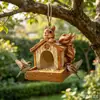 Casa de ardilla creativa para pájaros, alimentador de pájaros, jardín, patio, balcón, jardín, alimentación, manualidades de resina, decoración