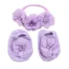 Novo Conjunto de Faixa de Cabelo para Bebê e Meias Antiderrapantes para 0-1 Ano Faixa de Cabelo de Chiffon com Flor de Alta Elasticidade Meias Acessórios de Cabelo para Bebê