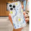 Fondo Azul Margarita Anti-Caídas Transparente Funda Adecuada para Serie Iphone15/16/17 Promax/14 Protección de Funda para Teléfono Móvil