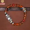 Pulsera de Hueso de Yak de Tíbet con Cuentas Dzi Patinadas en Blanco y Negro, Pulsera de la Fortuna y los Múltiples Tesoros, Ágata de Nueve Ojos