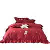 Conjunto de Roupa de Cama Vermelho Festivo de Inauguração de Ano Novo, Conjunto de Têxteis Domésticos de Quatro Peças em Algodão Puro de Fibra Longa Australiano, Traga Boa Sorte