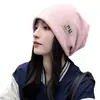 Gorro Holgado de Gran Circunferencia de Cabeza con Agujas Pequeñas para Protección contra el Frío, Protección de Orejas, Turbante Cálido de Primavera y Otoño para Mujer, Sombrero Frío Versátil que Hace que la Cara Parezca Más Pequeña