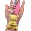 Chaveiro Urso de Ouro Puro 999 Desenho Animado Fofo Corrente para Celular Bolsa Pingente de Casal Pingente de Carro Ouro Shuibeijin