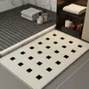 Tapetes de Chão de Linho Estilo Luxo Leve Personalizáveis, Capachos Absorventes de Água e Resistentes ao Desgaste para Banheiro, Tapetes de Chão Antiderrapantes para Banheiro, Atacado em Estoque