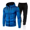 Conjunto com Zíper Estampa de Bolinhas, Moletom Esportivo Unisex com Forro de Fleece para Outono e Inverno e Calça de Moletom, Conjunto Esportivo Masculino