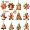 Decorações de Natal de Madeira com 24 Peças Homem de Gengibre Enfeites de Madeira Pendurados de Natal Decoração para Casa Jardim Festa