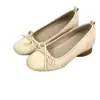 Zapatos de Ballet French de Piel Suave con Elevación Interior de Lazo Zapatos de Punta Baja Zapatos de Abuela 2025 Otoño Planos con Falda