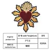 Parche de Tela de Corazón con Llama Bordado con Hilo Dorado, Parche Bordado de Corazón con Llama Rojo 3D, Parche de Accesorio para Ropa Vintage