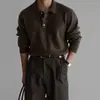 Suéter de punto con cuello polo estilo Old Money para hombre, de color liso para otoño e invierno, con cuello de solapa, top de lana holgado e informal de manga larga