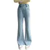 Jeans acampanados para niñas con brillantes adornos de pedrería, nuevos y elegantes pantalones acampanados ajustados con pedrería para niños mayores, 2026