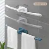 Porta-toalhas de Plástico de Montagem na Parede Sem Furos, Organizador de Armazenamento para Banheiro, Armazenamento Economizador de Espaço para Banheiro e Cozinha