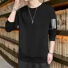 Moletom Masculino com Gola Redonda Estampado, Novo para Primavera/Outono, Caimento Solto, Pulôver Grosso de Manga Longa, Camisa Base Versátil e Fashion para Homens Modernos