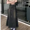 Falda de Mezclilla con Cintura Elástica para Mujer, Falda Larga de Verano, Diseño de Longitud Media, Estilo Nicho, Cintura Alta, Adelgazante, Ceñida a la Cadera, Falda de Paraguas Línea A
