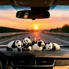 Autoreparables, 4 estilos de versiones lindas con temática de panda, sensación popular en línea, accesorios de interior de coche Kaiyi, decoraciones para coche y escritorio