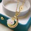 Collar Conejo de Jade para Mujer Nuevo Lujo Ligero Colgante Simple de Nicho Año del Conejo Año Zodiacal Regalo de San Valentín para Novia