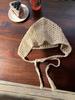 Estilo coreano ins tecido à mão tampa de turbante oco verão triângulo cachecol cocar boné de malha crochê lã boné