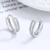 Pendientes de plata de ley S925 de doble capa con diamantes, diseño de nicho femenino, pendientes de aro exquisitos de alta calidad, pendientes de temperamento simple