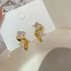 Pendientes Únicos de Metal Estilo Frío con Circonita Trenzados Personalidad y Temperamento Pendientes de Alta Gama Versátiles Pendientes de Moda de Lujo Ligero