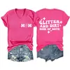 Brillo y suciedad mamá Amazon Wish sitio independiente moda casual mujer camiseta de manga corta con cuello en V