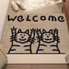 Nueva alfombra de piso de terciopelo de cristal con diseño de gatito vintage para uso doméstico, resistente a la suciedad, resistente al desgaste, fácil de mantener, alfombra a prueba de polvo y antideslizante para la entrada