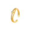Anel de Trevo de Quatro Folhas Dupla Camada em Prata Esterlina S925 com Ouro 18K, Design Aberto, Moderno, Simples, Sensação de Alto Padrão, Anel Versátil de Trevo da Sorte