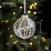 Bola de Plástico Transparente de 8 cm Bola de Navidad Rayada Polvo Pegajoso Perla Blanca Bola Colgante Decoración de Árbol de Navidad Escena