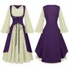 Vestido longo de renda com gola quadrada e manga bufante para mulheres europeias e americanas, vestido vitoriano