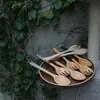 Suministro Exclusivo Transfronterizo de Cucharas para Ensalada de Madera de Haya, Tenedores para Ensalada con Mangos de Colores, Cucharas para Freír de Madera, Tenedores de Madera con Mango Largo, Cucharas de Madera, Cucharas para Ensalada