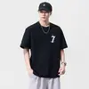 Camiseta de Verano Nueva para Hombre T2607 Tallas Grandes, Tie-Dye Lavado y Teñido, Cuello Redondo, Estilo Holgado de Moda, Marca Raglán Estampada de Manga Corta para Hombre.