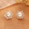 Pendientes Hepburn Girasol Perla Circonita Lujo Ligero Gama Alta Aguja de Plata S925 Pendientes Exquisitos y Más Fáciles de Combinar Pendientes de Moda
