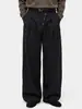 Pantalones anchos plisados de estilo retro americano de alta gama con botones, pantalones casuales unisex de pierna recta holgada para ir al trabajo