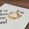 Anel Minimalista Vintage Liso Estreito Francês Retrô Escovado Geométrico Irregular Personalidade Anel para Mulheres