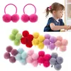 Elásticos de Cabelo Pequenos com Pompons para Crianças, Estilo de Exportação, Acessório de Cabeça Fofo para Bebês e Crianças Pequenas, Acessórios de Cabelo para Meninas Que Não Danificam o Cabelo, Adequado para Rabos de Cavalo Duplos