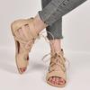 Moda de Verano 2022 Nuevas Sandalias con Cordones de Talla Grande de Comercio Exterior wish Sandalias Planas de Talla Grande Europeas y Americanas para Mujer