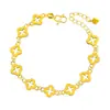 Pulseira de flor de quatro folhas oca cor de areia dourada que não desbota, novo estilo chinês, minimalista, luxo leve, de alta qualidade, adequada para uso diário, um presente para sua namorada