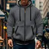 Sudadera con capucha y mangas largas de color liso y bloques de color para hombre, superventas transfronteriza, con cordón y cierre de cremallera, en un estilo deportivo casual de color liso