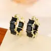 Nuevos Productos Europeos y Americanos Transfronterizos, Pendientes Redondos Geométricos de Cobre Incrustado con Circonita Lujosos y Elegantes, Pendientes de Circonita Negra Retro y con Estilo
