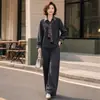 Conjunto casual y moderno de dos piezas para mujer, nueva colección 2026, elegantes pantalones de pierna ancha para mujeres de mediana edad y mayores, adecuado para primavera y otoño