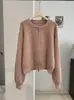 KEKEZOON Cárdigan de Punto con Cuello Redondo de Color Sólido, Hombros Caídos, Cremallera para Mujer Otoño Invierno Suéter Holgado de Manga Larga Moderno 9298