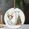 Adornos navideños 26 letras del alfabeto pequeño ciervo colgante acrílico 2D árbol de Navidad decoración del hogar navideña