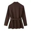 Fábrica de Ropa para Mujer Transfronteriza Venta al por Mayor 2026 Moda Estilo Europeo y Americano con Cinturón Ceñidor de Cintura Efecto Textura de Terciopelo Chaqueta Abrigo