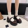 Zapatos de cuero pequeños para mujer primavera y otoño 2024 británicos de punta cuadrada boca baja tacón grueso zapatos individuales zapatos de tacón alto Mary Jane para mujer al por mayor